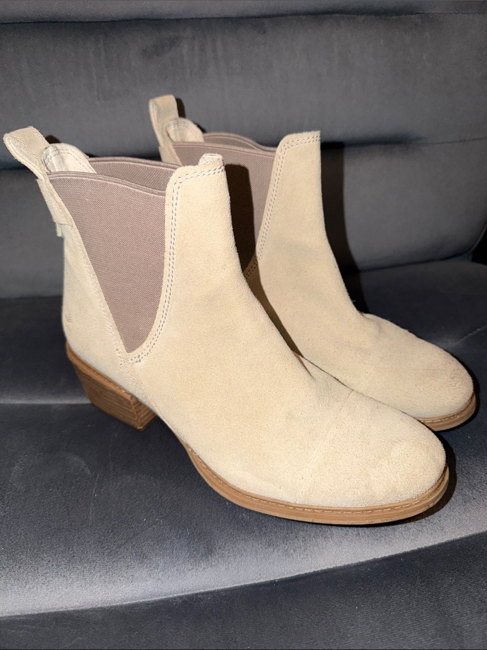 Timberland Cream Suede Chelsea Ankle Boots